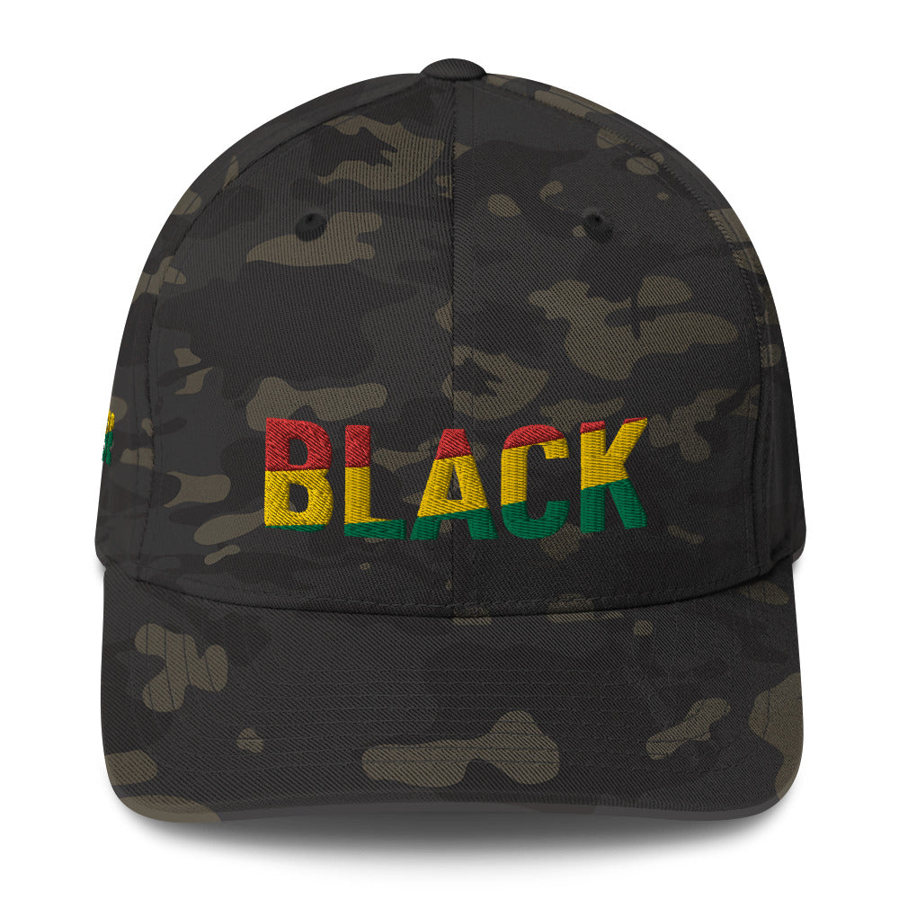 BLACK Pan African Inspired Fitted Structured Twill Cap