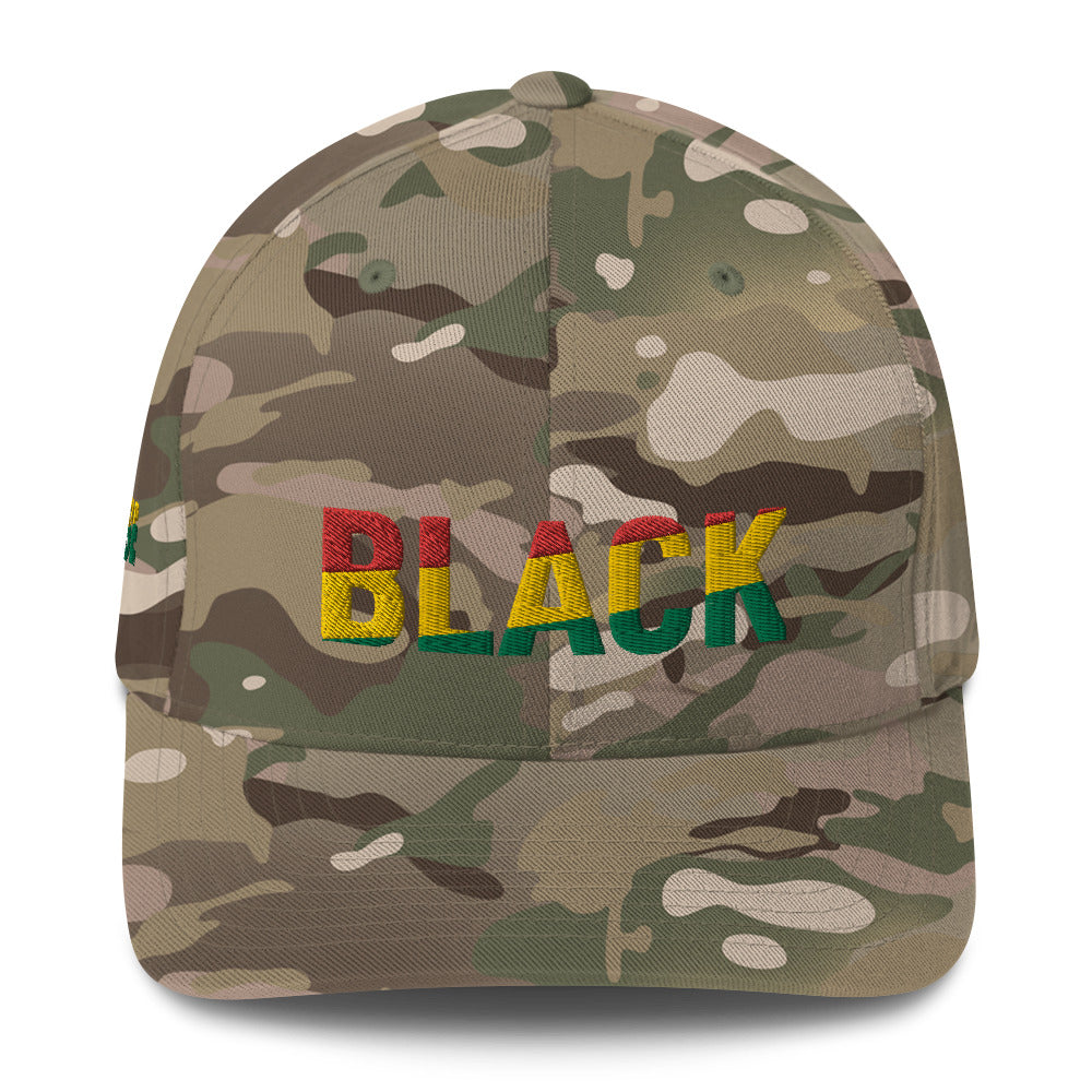 BLACK Pan African Inspired Fitted Structured Twill Cap