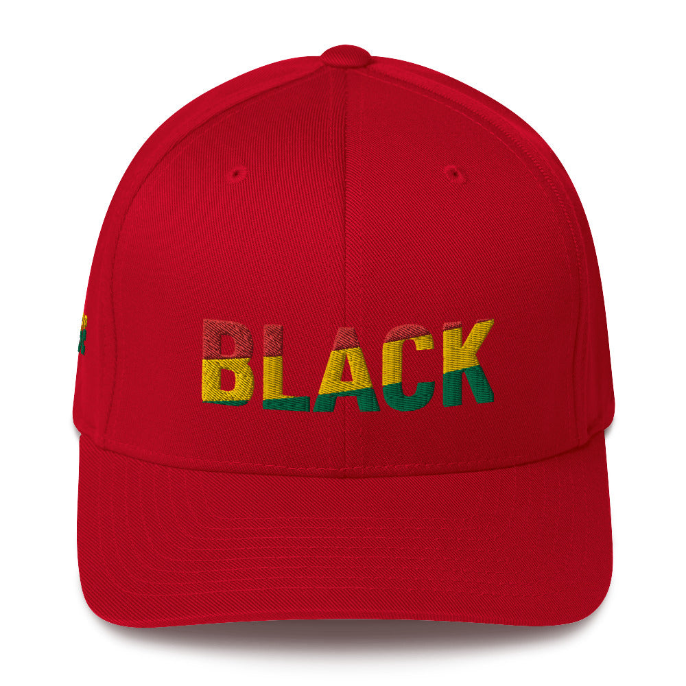 BLACK Pan African Inspired Fitted Structured Twill Cap