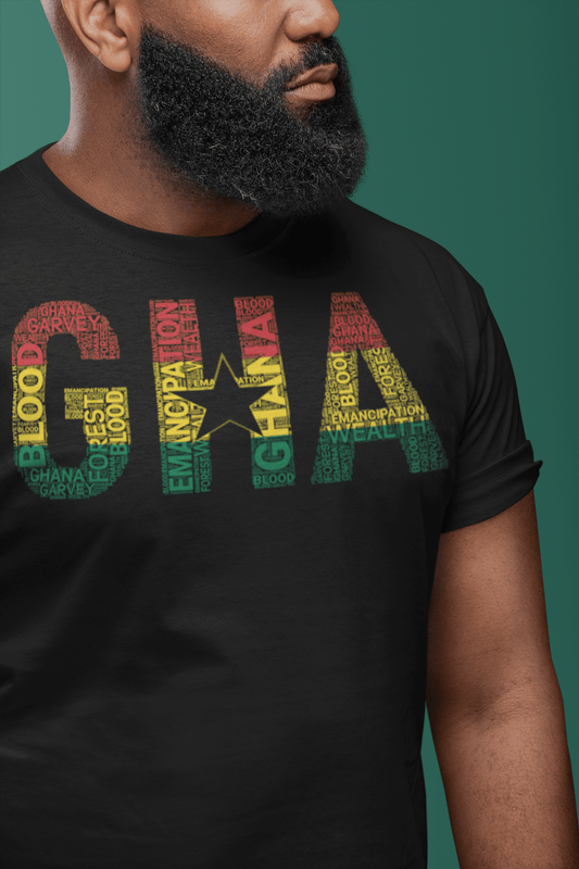 GHANA Abbreviated National Flag Inspired Word Cluster Short-Sleeve Unisex T-Shirt