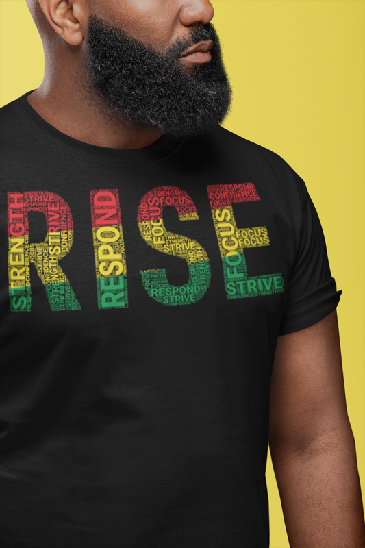 RISE Pan-African Colored Word Cluster Short-Sleeve Unisex T-Shirt