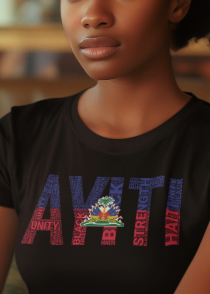 HAITI AYITI National Flag Inspired Word Cluster Women's Relaxed T-Shirt