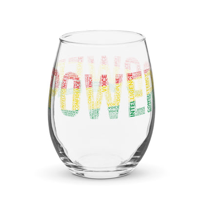 POWER Word Cluster Stemless wine glass