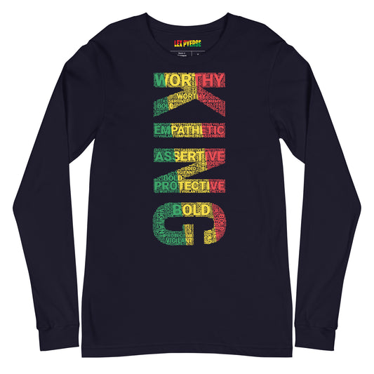 KING (VERTICAL) Pan African Inspired Unisex Long Sleeve T-Shirt