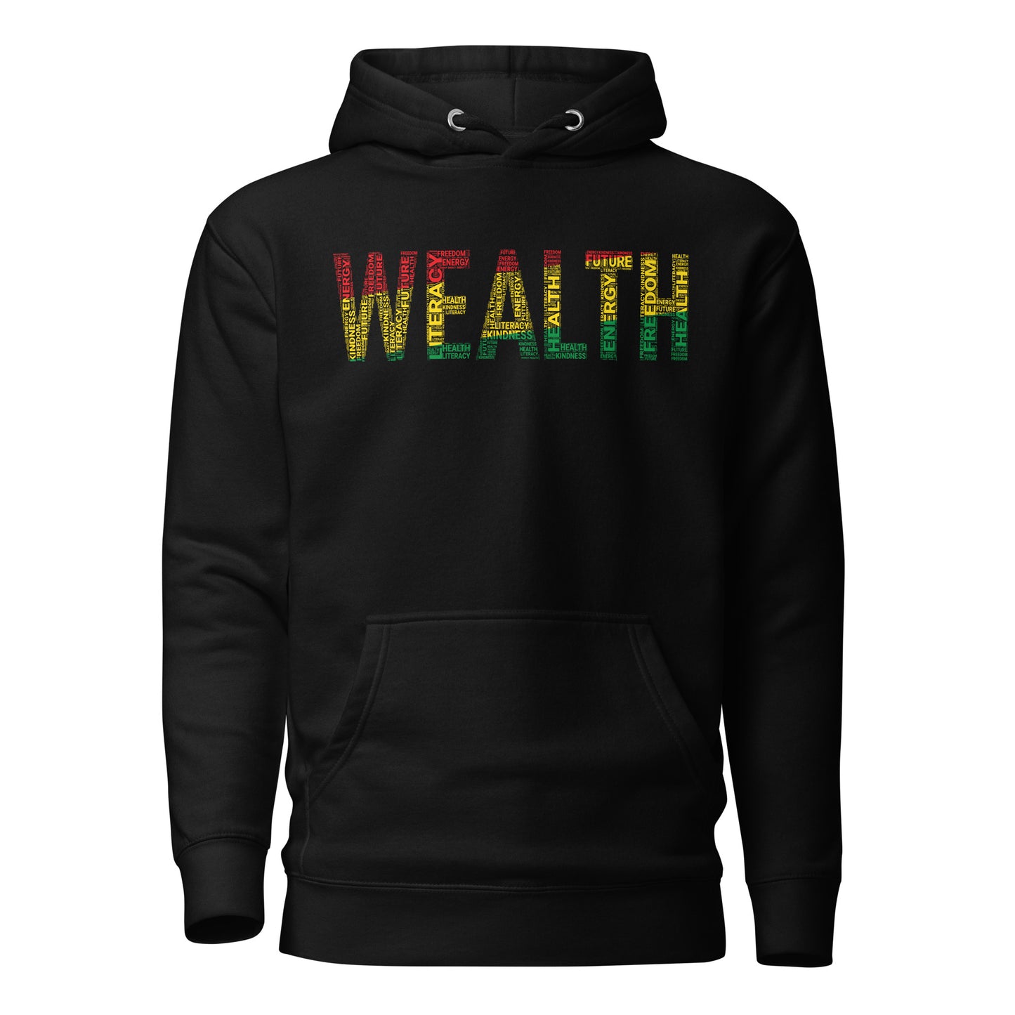 "WEALTH"  Pan-African Colored Word Cluster Unisex Hoodie