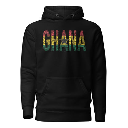 GHANA National Flag Inspired Word Cluster Unisex Hoodie