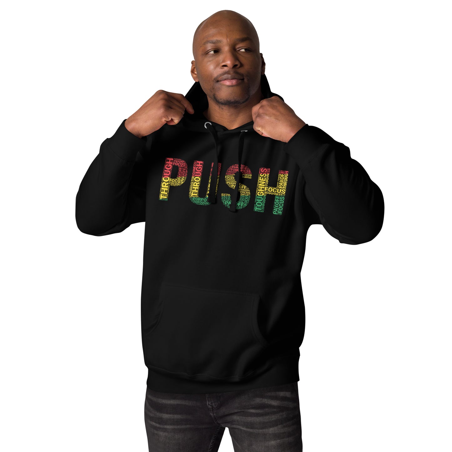 PUSH  Pan-African Colored Word Cluster Unisex Hoodie