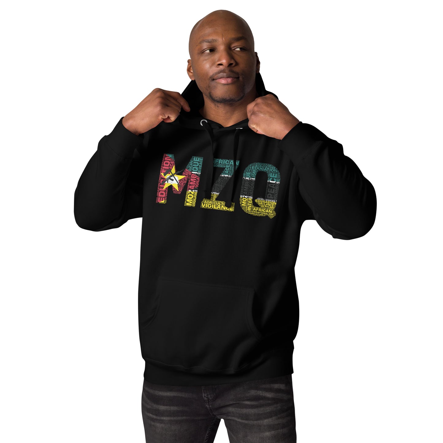 MOZAMBIQUE NATIONAL FLAG INSPIRED WORD CLUSTER Unisex Hoodie