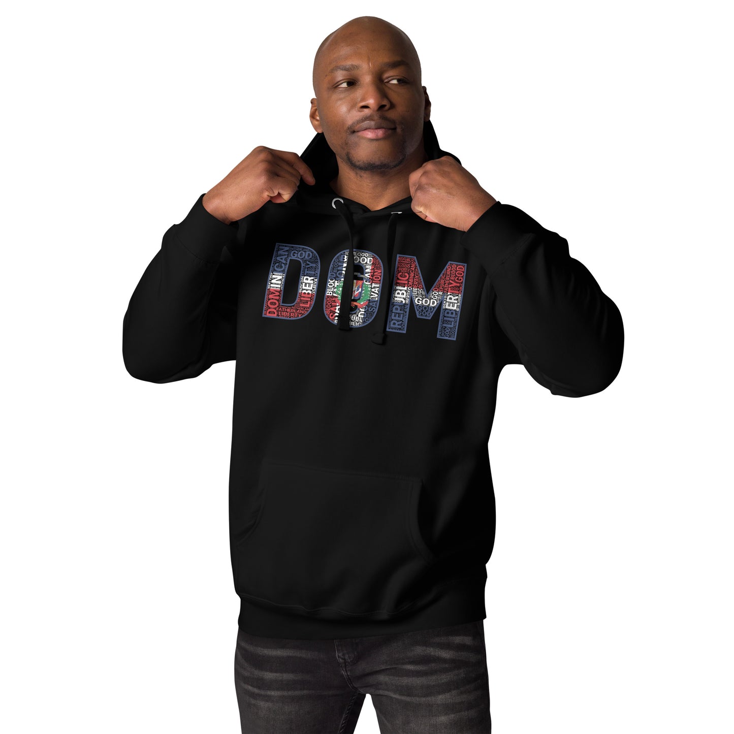 DOMINICAN REPUBLIC National Flag Inspired Word Cluster Unisex Hoodie