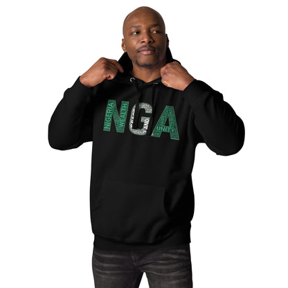 NIGERIA NGA National Flag Inspired Word Cluster Unisex Hoodie