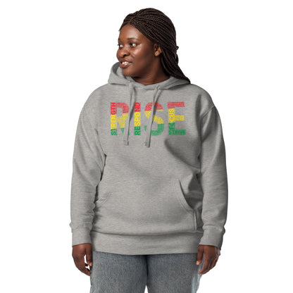 RISE Pan-African colored Word Cluster Unisex Hoodie