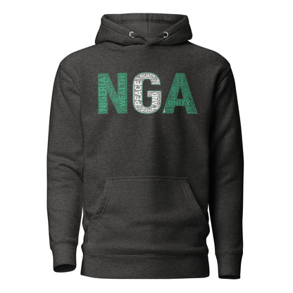 NIGERIA NGA National Flag Inspired Word Cluster Unisex Hoodie