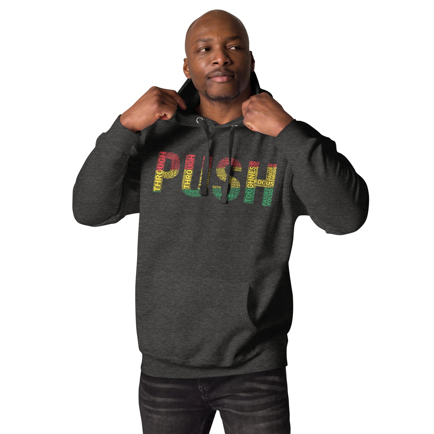 PUSH  Pan-African Colored Word Cluster Unisex Hoodie