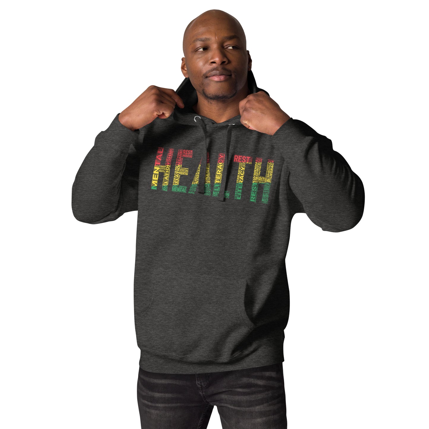 "HEALTH"  Pan-African Colored Word Cluster Unisex Hoodie
