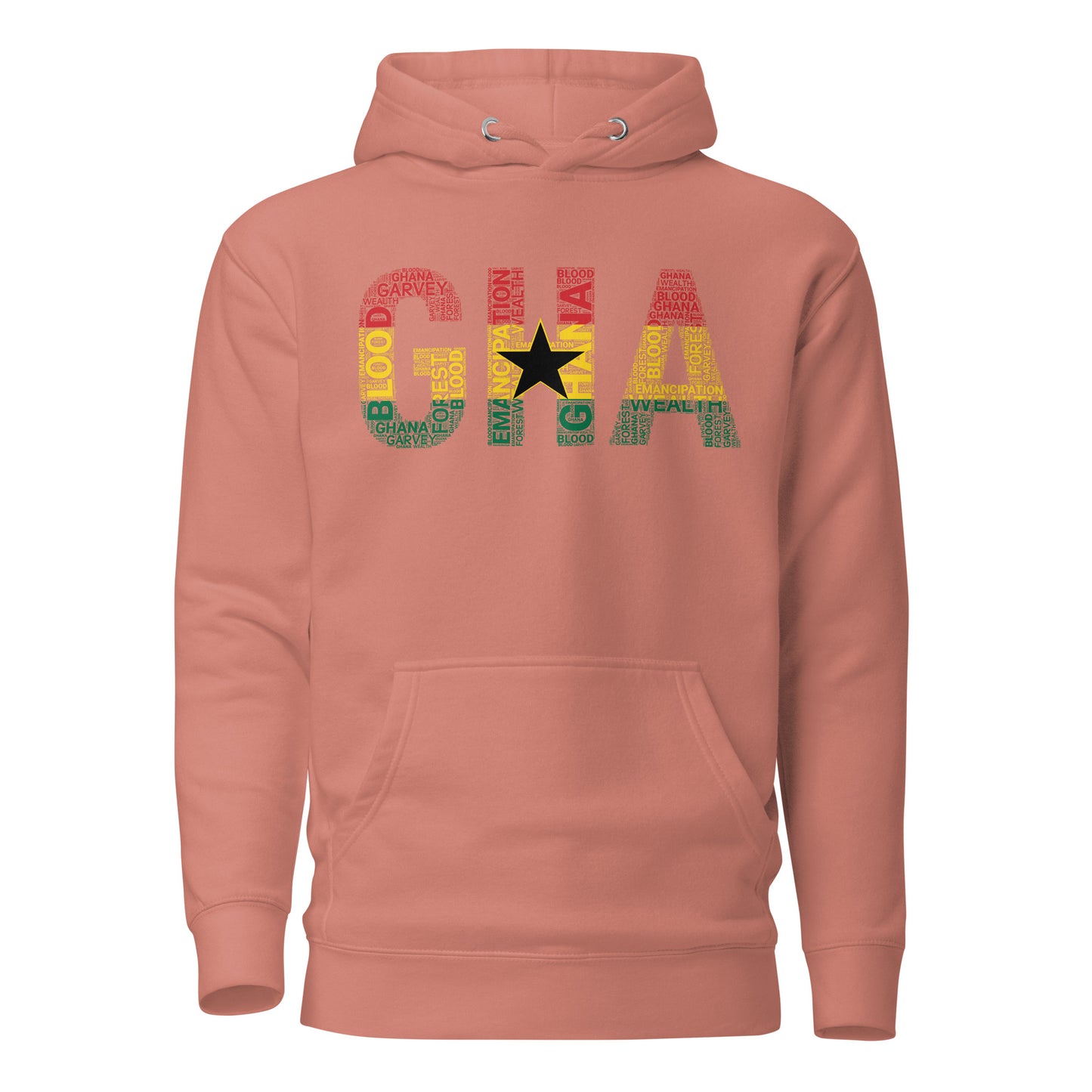 GHANA Abbreviated National Flag Inspired Word Cluster Unisex Hoodie