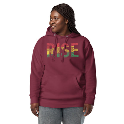 RISE Pan-African colored Word Cluster Unisex Hoodie