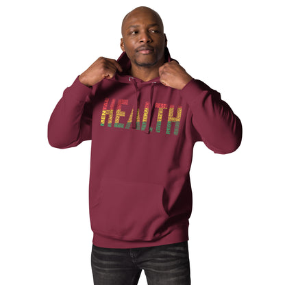 "HEALTH"  Pan-African Colored Word Cluster Unisex Hoodie