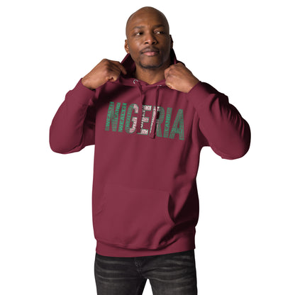 NIGERIA NATIONAL FLAG INSPIRED Word Cluster Unisex Hoodie (Horizonal)