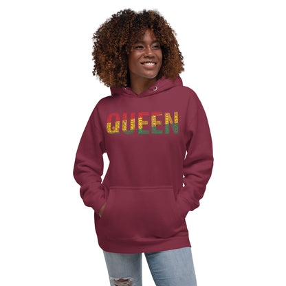 QUEEN Pan-African Colored Word Cluster Unisex Hoodie | Worthy, Grateful, Classy, Nurturing, Vigilant, Empathetic