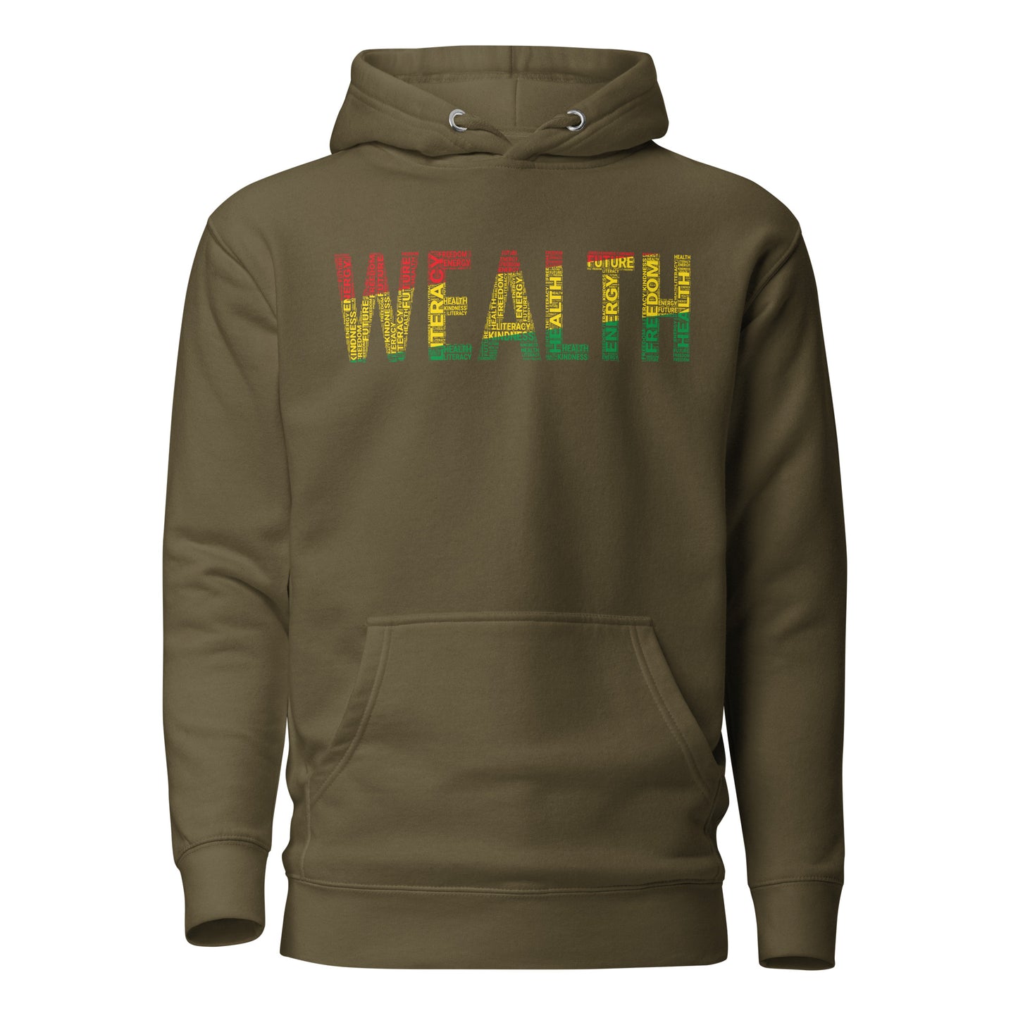 "WEALTH"  Pan-African Colored Word Cluster Unisex Hoodie