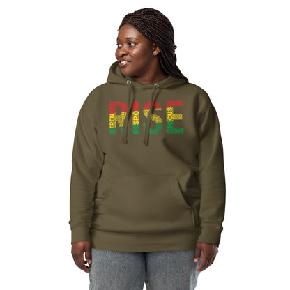 RISE Pan-African colored Word Cluster Unisex Hoodie