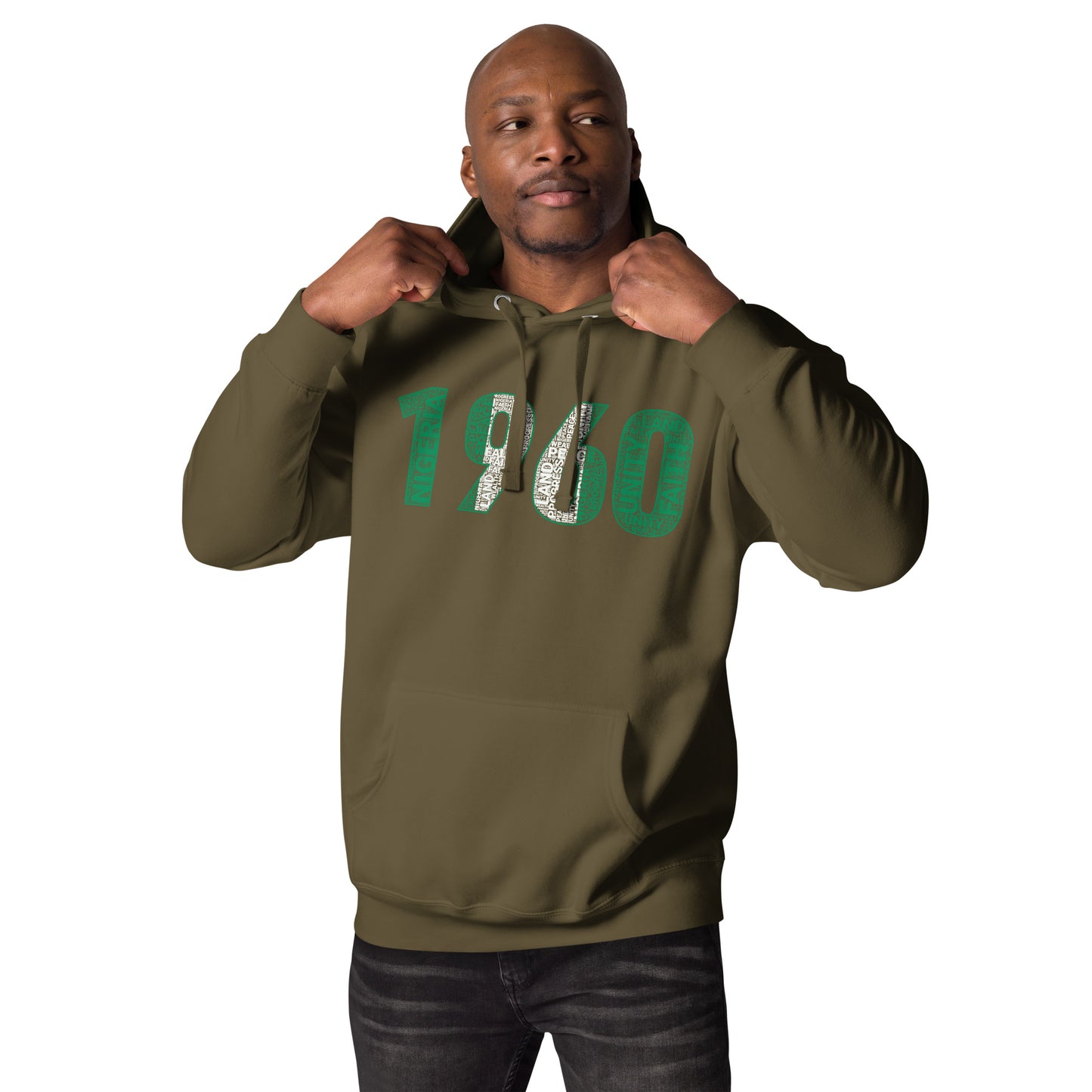 NIGERIA INDEPENDENCE 1960 NATIONAL FLAG INSPIRED Word Cluster Unisex Hoodie