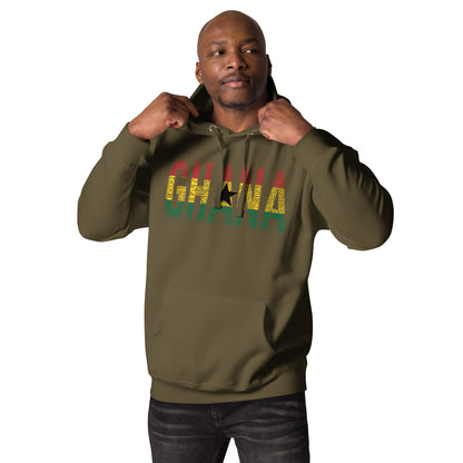 GHANA National Flag Inspired Word Cluster Unisex Hoodie