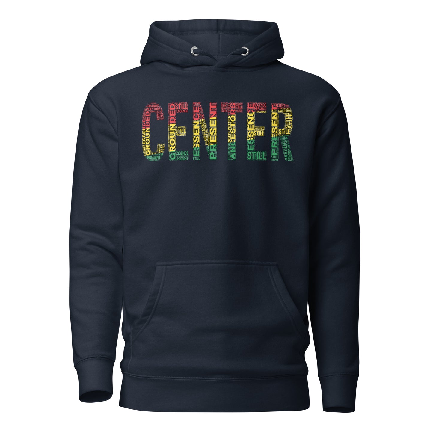 "CENTER"  Pan-African Colored Word Cluster Unisex Hoodie