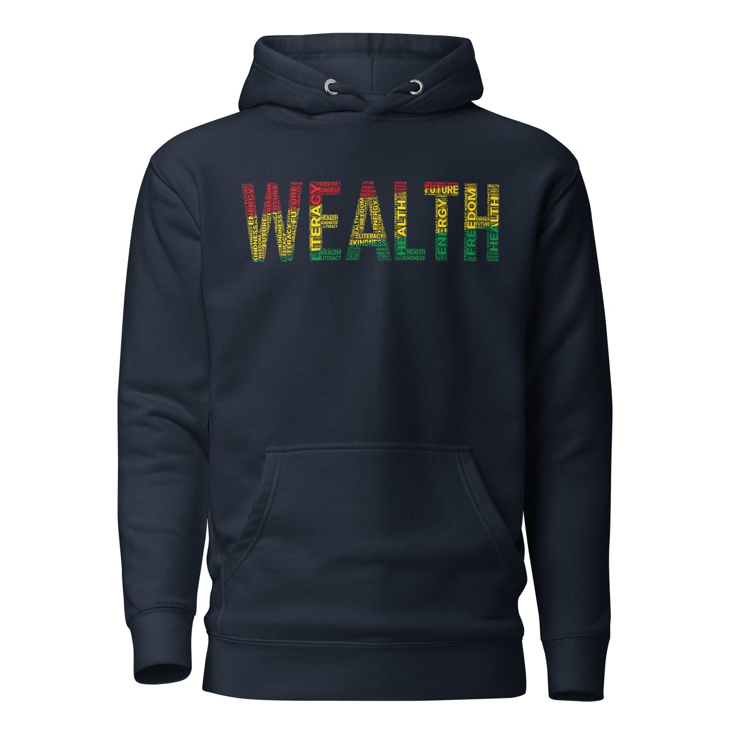 "WEALTH"  Pan-African Colored Word Cluster Unisex Hoodie