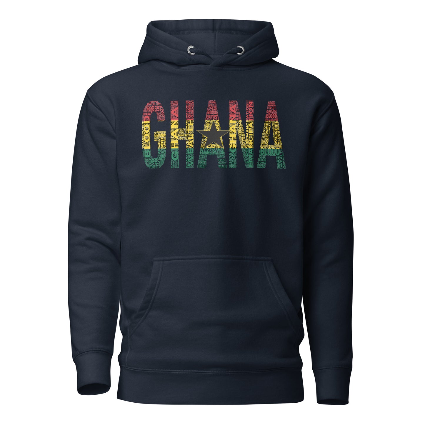 GHANA National Flag Inspired Word Cluster Unisex Hoodie