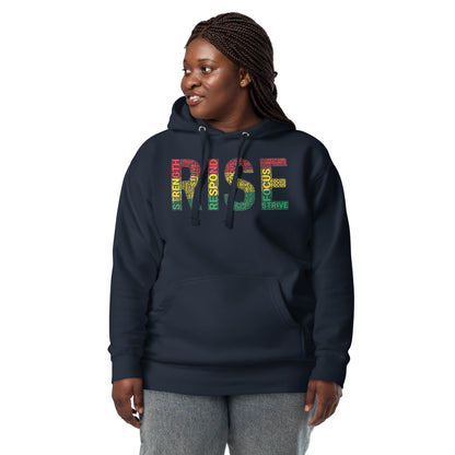 RISE Pan-African colored Word Cluster Unisex Hoodie