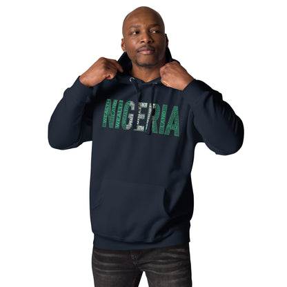 NIGERIA NATIONAL FLAG INSPIRED Word Cluster Unisex Hoodie (Horizonal)