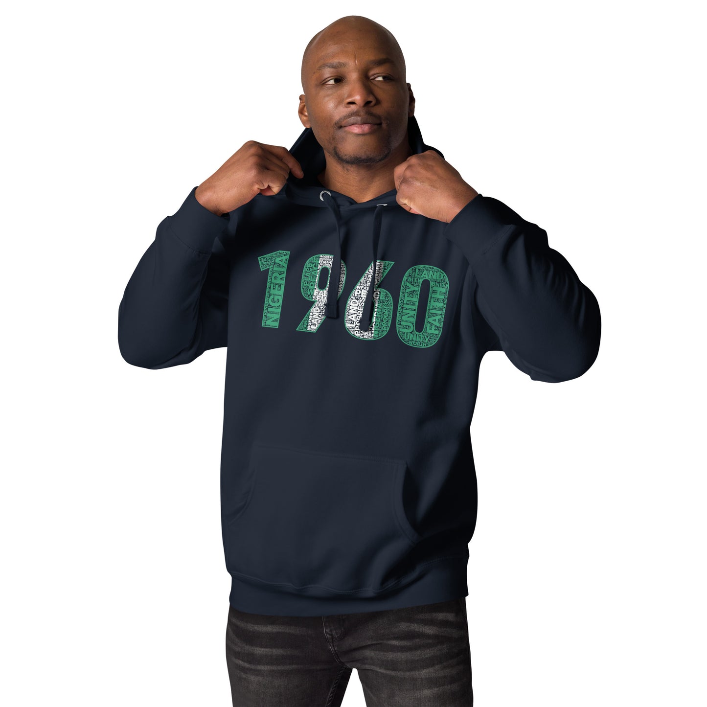 NIGERIA INDEPENDENCE 1960 NATIONAL FLAG INSPIRED Word Cluster Unisex Hoodie