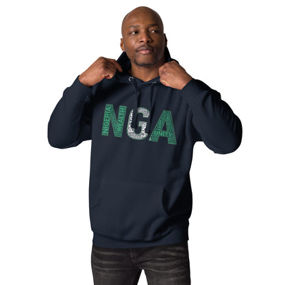 NIGERIA NGA National Flag Inspired Word Cluster Unisex Hoodie