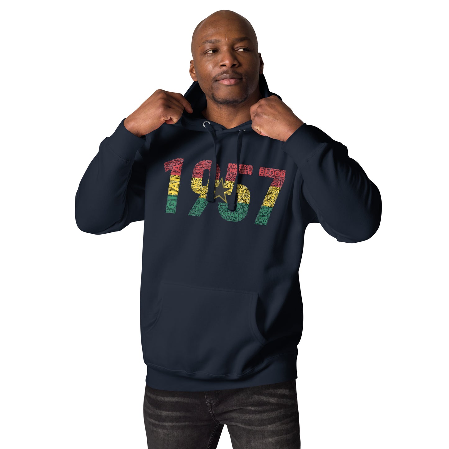 Ghana 1957 Independence National Flag Inspired Word Cluster Unisex Hoodie