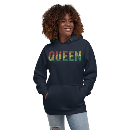 QUEEN Pan-African Colored Word Cluster Unisex Hoodie | Worthy, Grateful, Classy, Nurturing, Vigilant, Empathetic