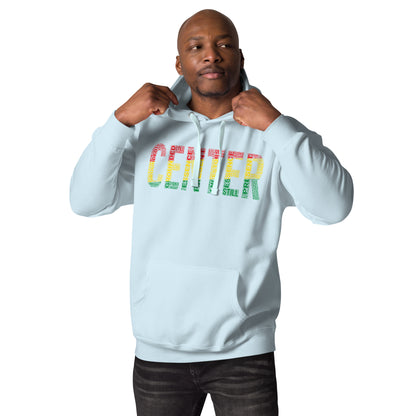 "CENTER"  Pan-African Colored Word Cluster Unisex Hoodie