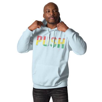 PUSH  Pan-African Colored Word Cluster Unisex Hoodie