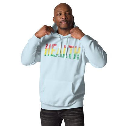 "HEALTH"  Pan-African Colored Word Cluster Unisex Hoodie