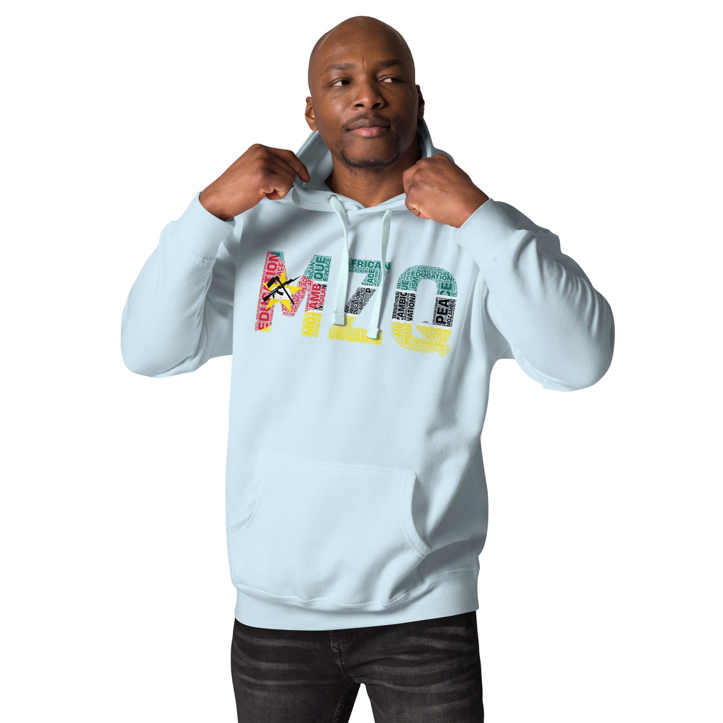 MOZAMBIQUE NATIONAL FLAG INSPIRED WORD CLUSTER Unisex Hoodie