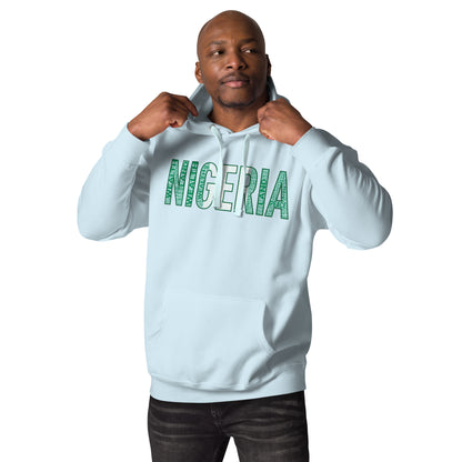 NIGERIA NATIONAL FLAG INSPIRED Word Cluster Unisex Hoodie (Horizonal)