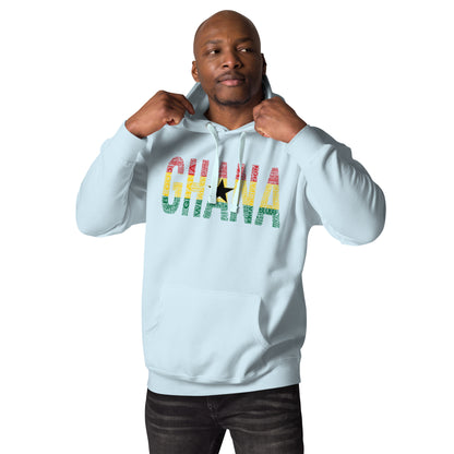 GHANA National Flag Inspired Word Cluster Unisex Hoodie