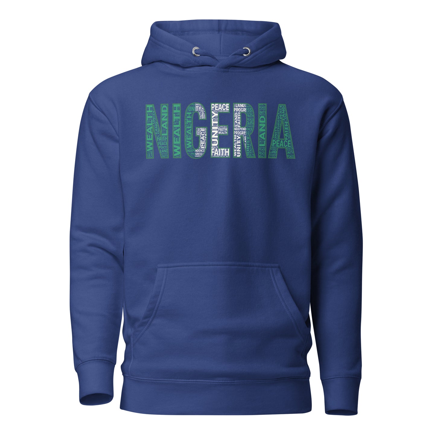 NIGERIA NATIONAL FLAG INSPIRED Word Cluster Unisex Hoodie (Horizonal)