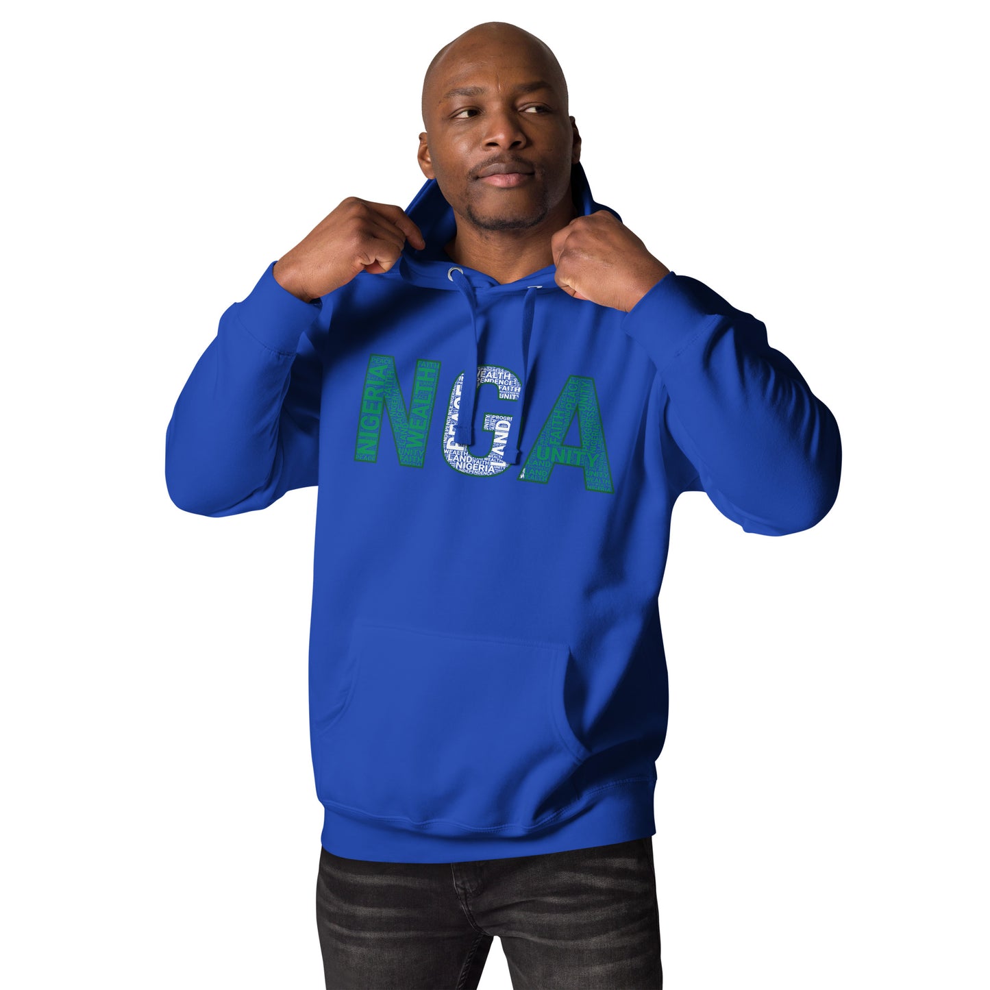 NIGERIA NGA National Flag Inspired Word Cluster Unisex Hoodie