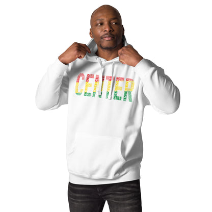 "CENTER"  Pan-African Colored Word Cluster Unisex Hoodie