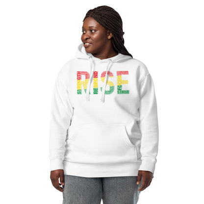 RISE Pan-African colored Word Cluster Unisex Hoodie