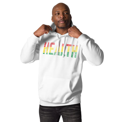 "HEALTH"  Pan-African Colored Word Cluster Unisex Hoodie