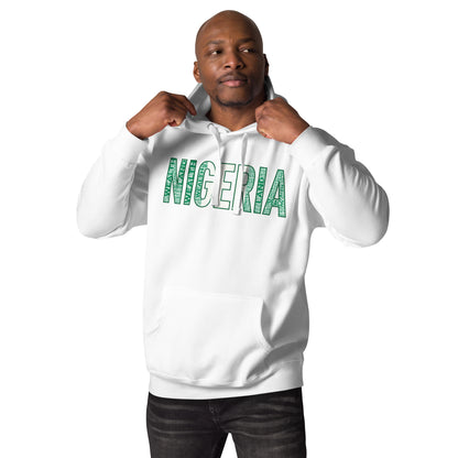 NIGERIA NATIONAL FLAG INSPIRED Word Cluster Unisex Hoodie (Horizonal)