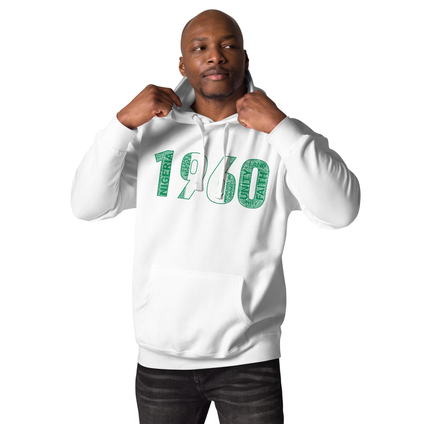 NIGERIA INDEPENDENCE 1960 NATIONAL FLAG INSPIRED Word Cluster Unisex Hoodie