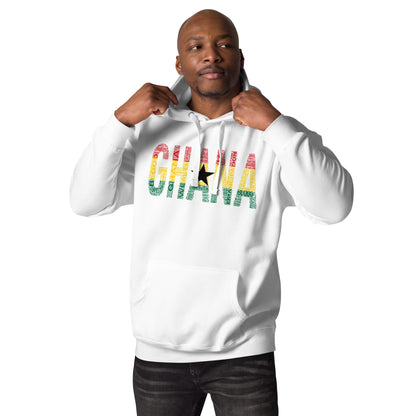 GHANA National Flag Inspired Word Cluster Unisex Hoodie